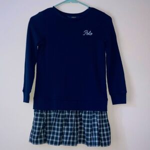 Polo Ralph Lauren Plaid-Skirt Sweatshirt Dress Size 8-10